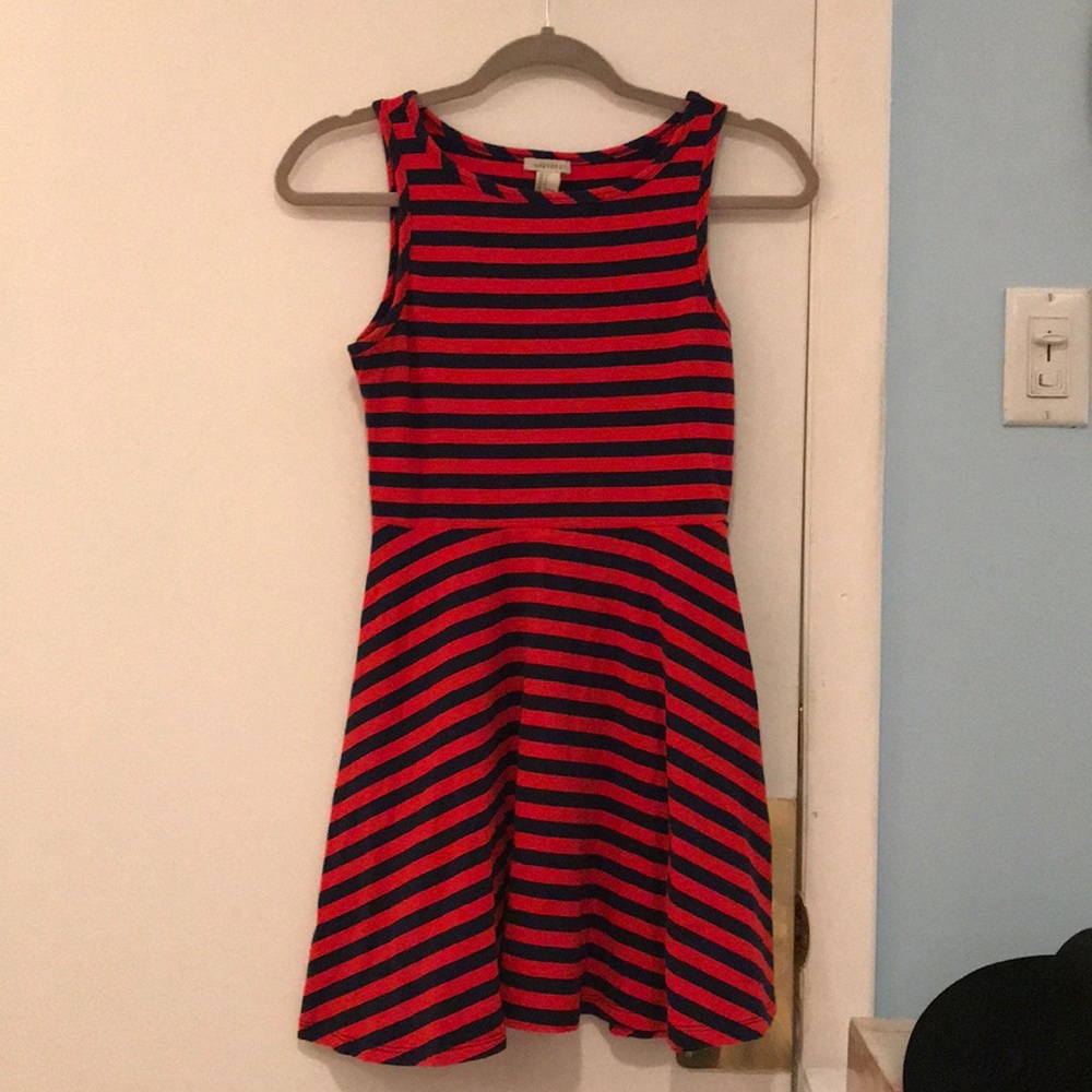 Blue and red striped dress